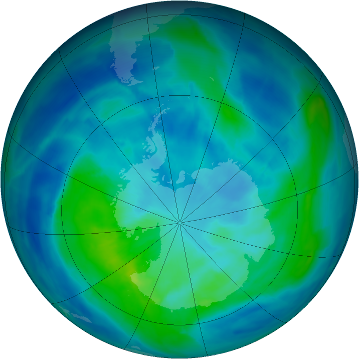 Antarctic ozone map for 22 March 2014